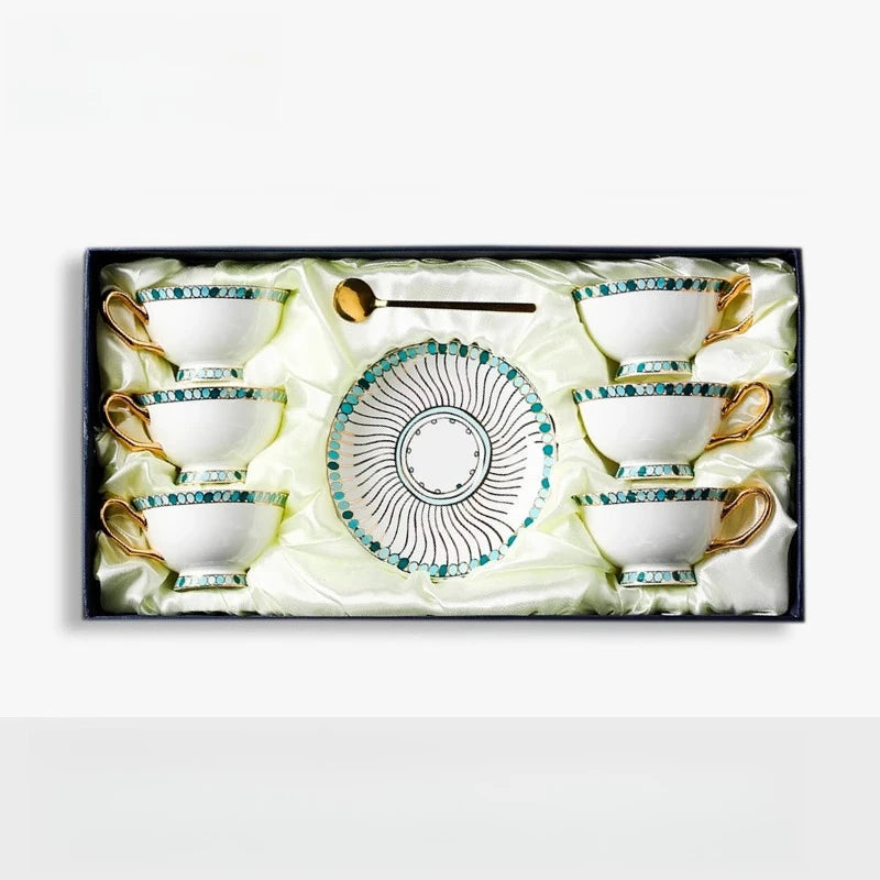 English Style Exquisite Coffee Cup Set, Bone China Cup and Dish, Home Gift, Afternoon Tea Cup, Gift Box