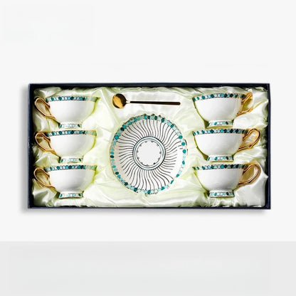 English Style Exquisite Coffee Cup Set, Bone China Cup and Dish, Home Gift, Afternoon Tea Cup, Gift Box