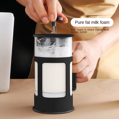 Hand filter press teapot glass tea maker, milk bubble press teapot coffee filter cup holder