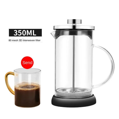 Hand filter press teapot glass tea maker, milk bubble press teapot coffee filter cup holder