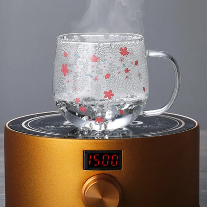 Mug Glass Mug with Tea Infuser Filter&Lid Cherry Blossoms Cup Set Blossoms Flower Teacup 300Ml Glasses Drinking-A50M