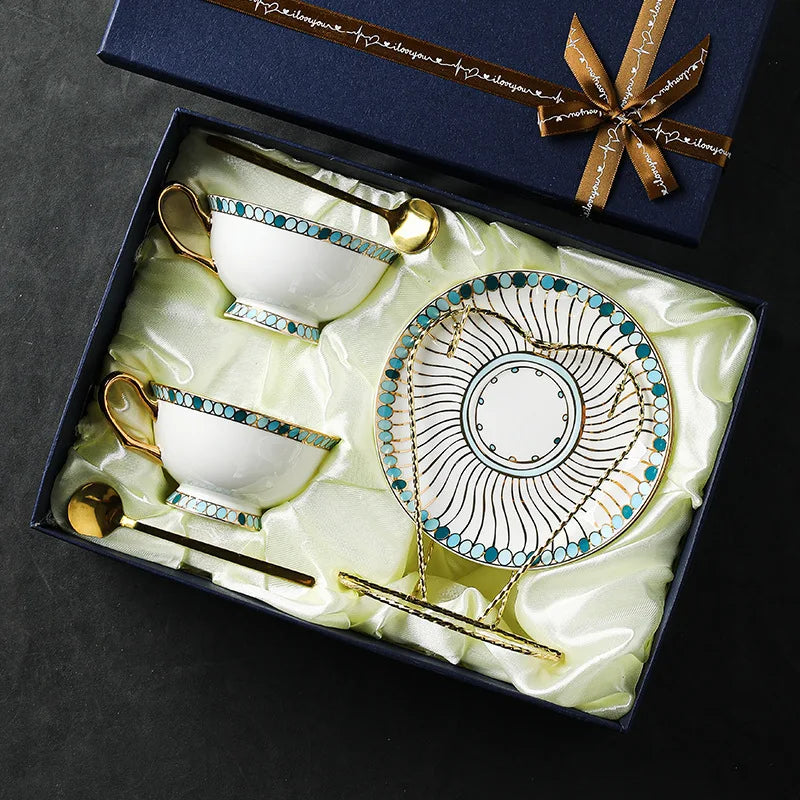 English Style Exquisite Coffee Cup Set, Bone China Cup and Dish, Home Gift, Afternoon Tea Cup, Gift Box