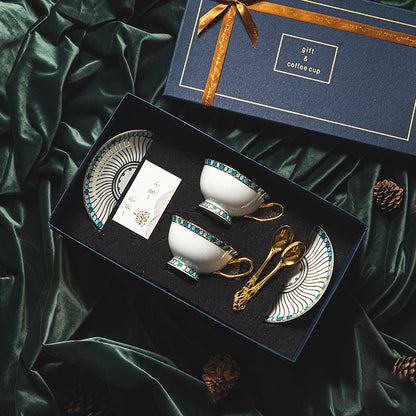 English Style Exquisite Coffee Cup Set, Bone China Cup and Dish, Home Gift, Afternoon Tea Cup, Gift Box