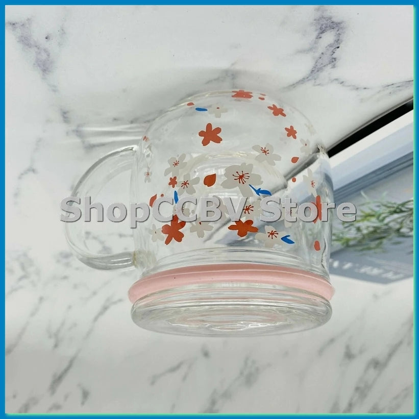 Mug Glass Mug with Tea Infuser Filter&Lid Cherry Blossoms Cup Set Blossoms Flower Teacup 300Ml Glasses Drinking-A50M