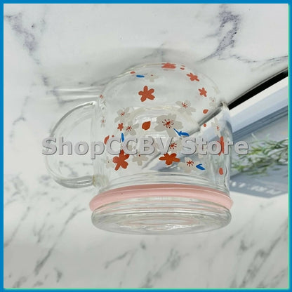 Mug Glass Mug with Tea Infuser Filter&Lid Cherry Blossoms Cup Set Blossoms Flower Teacup 300Ml Glasses Drinking-A50M