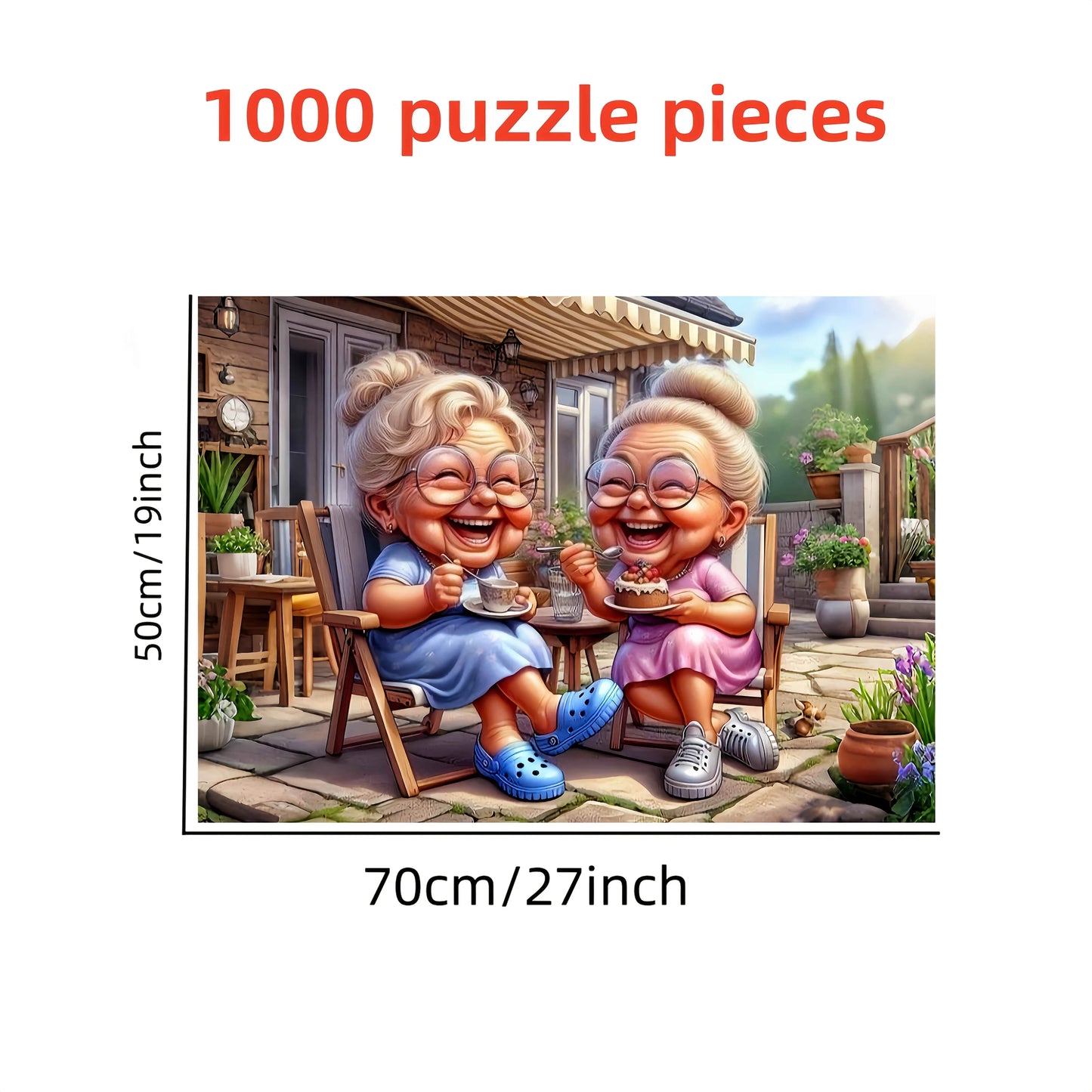 1000pcs Grandma'S Afternoon Tea Jigsaw Puzzle - Large Paper Puzzle Toy for Adults, Family Interaction Game, DIY Home Decor, Ch